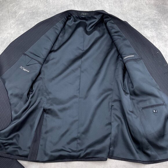 Jones New York Suit Men 44R 39W x 28L Blue Pinstripe Elements Wool Classic Caree - Picture 8 of 16